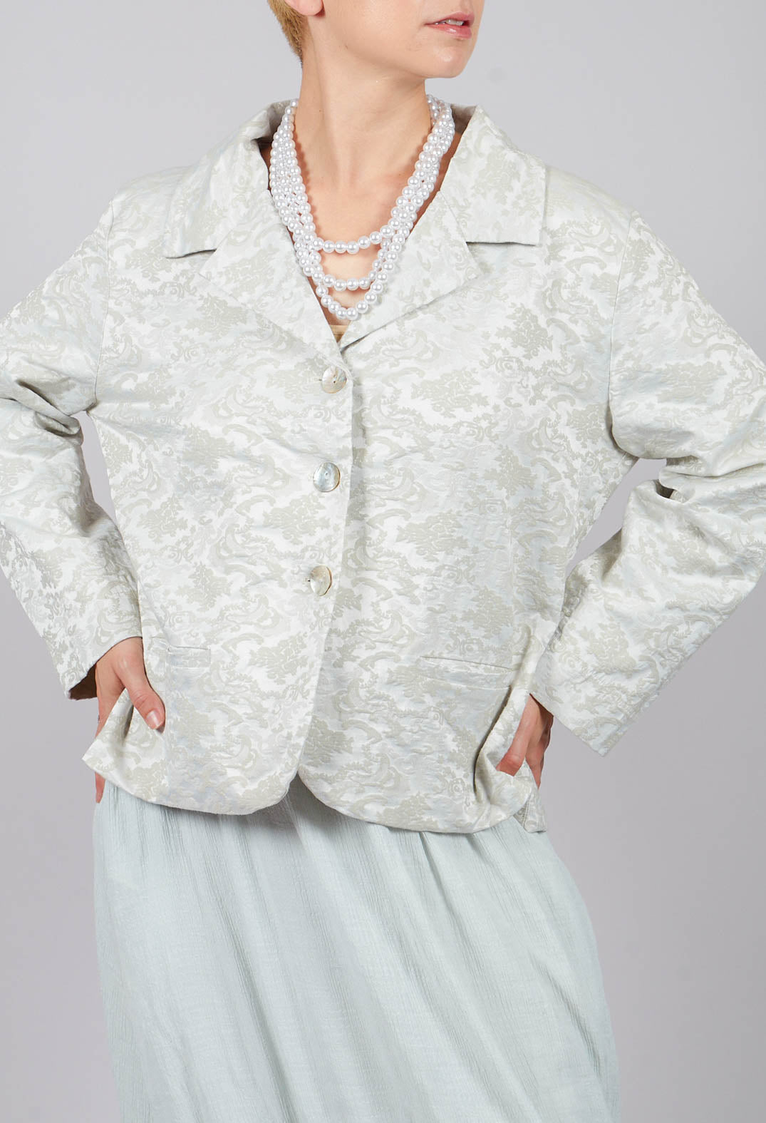 Floral Jacquard Jacket in Mint