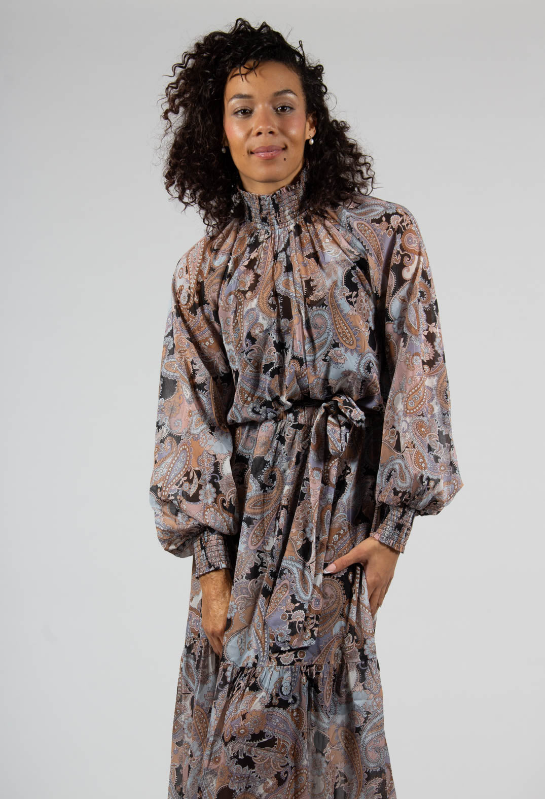 Hedwigh Dress in Paisley Coal