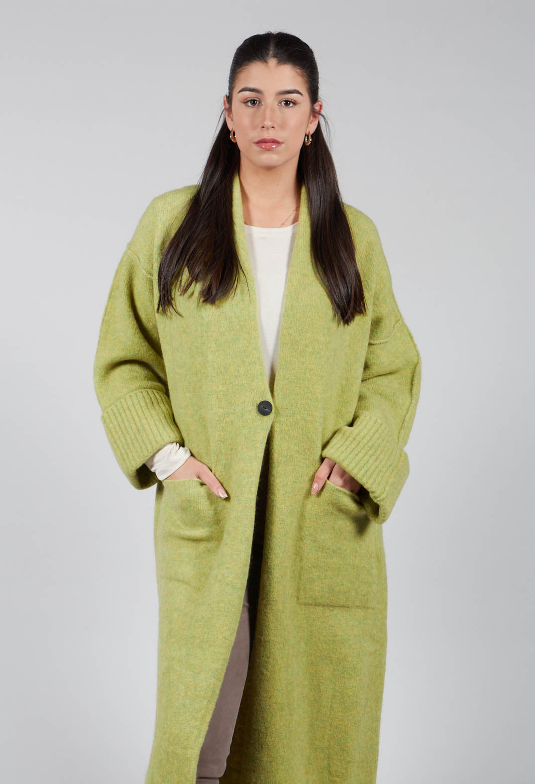 Merino Wool Overcoat in Green