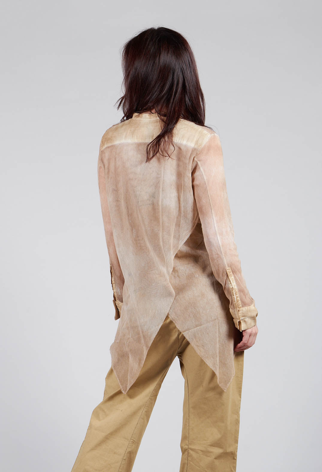 Mesh Asymmetric Blouse in Tea