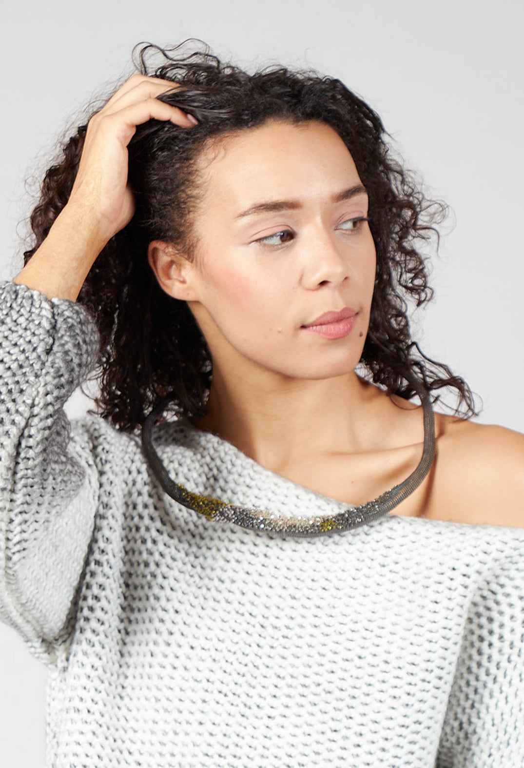 Mesh Choker with Beading in Green