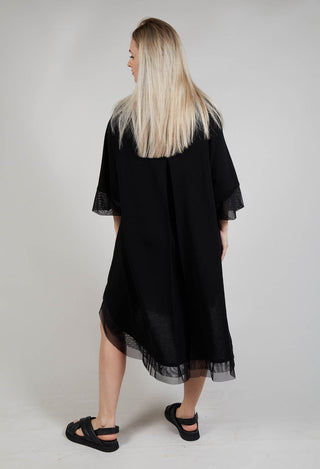 Mesh Hem Dress in Black