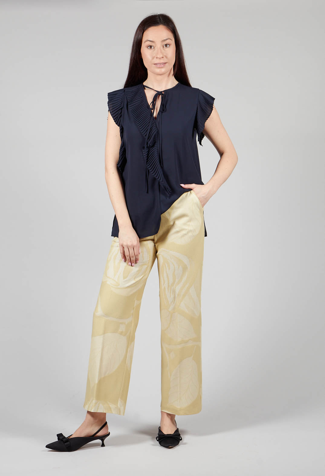 Mesh Lace Trousers in Pampas