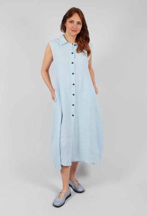 Metallic Midi Dress in Light Blue