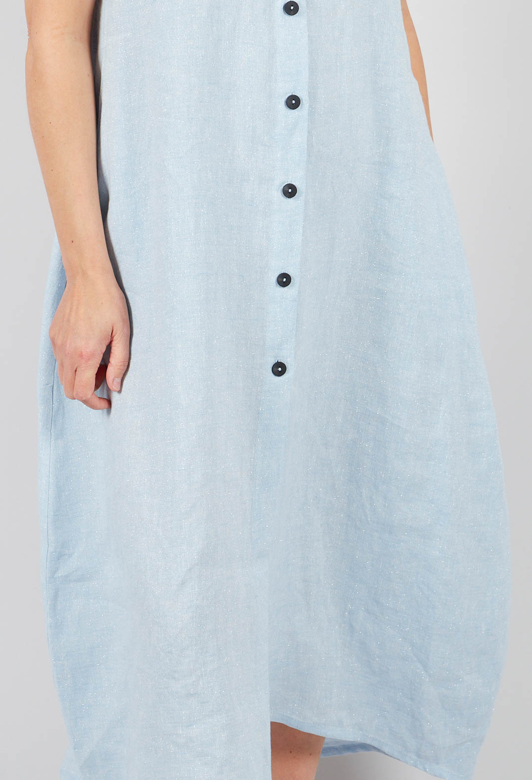 Metallic Midi Dress in Light Blue