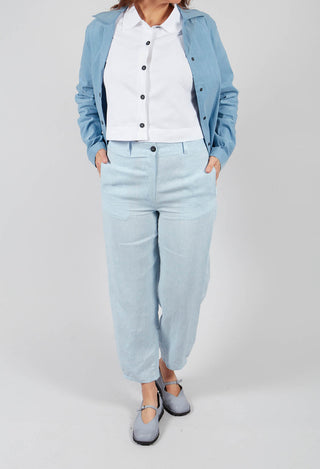 Metallic Trousers in Light Blue