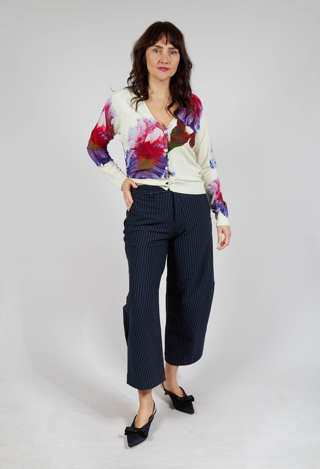Mi Nority Trousers in Navy Pinstripe