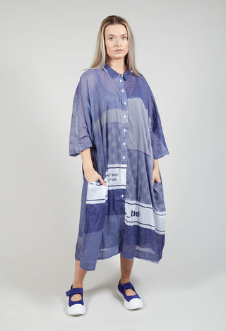 Midi Cotton Shirt Dress in Azur Print
