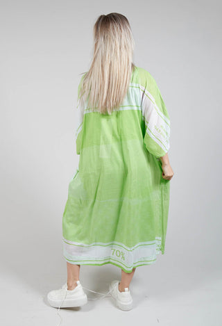 Midi Cotton Shirt Dress in Lime Print