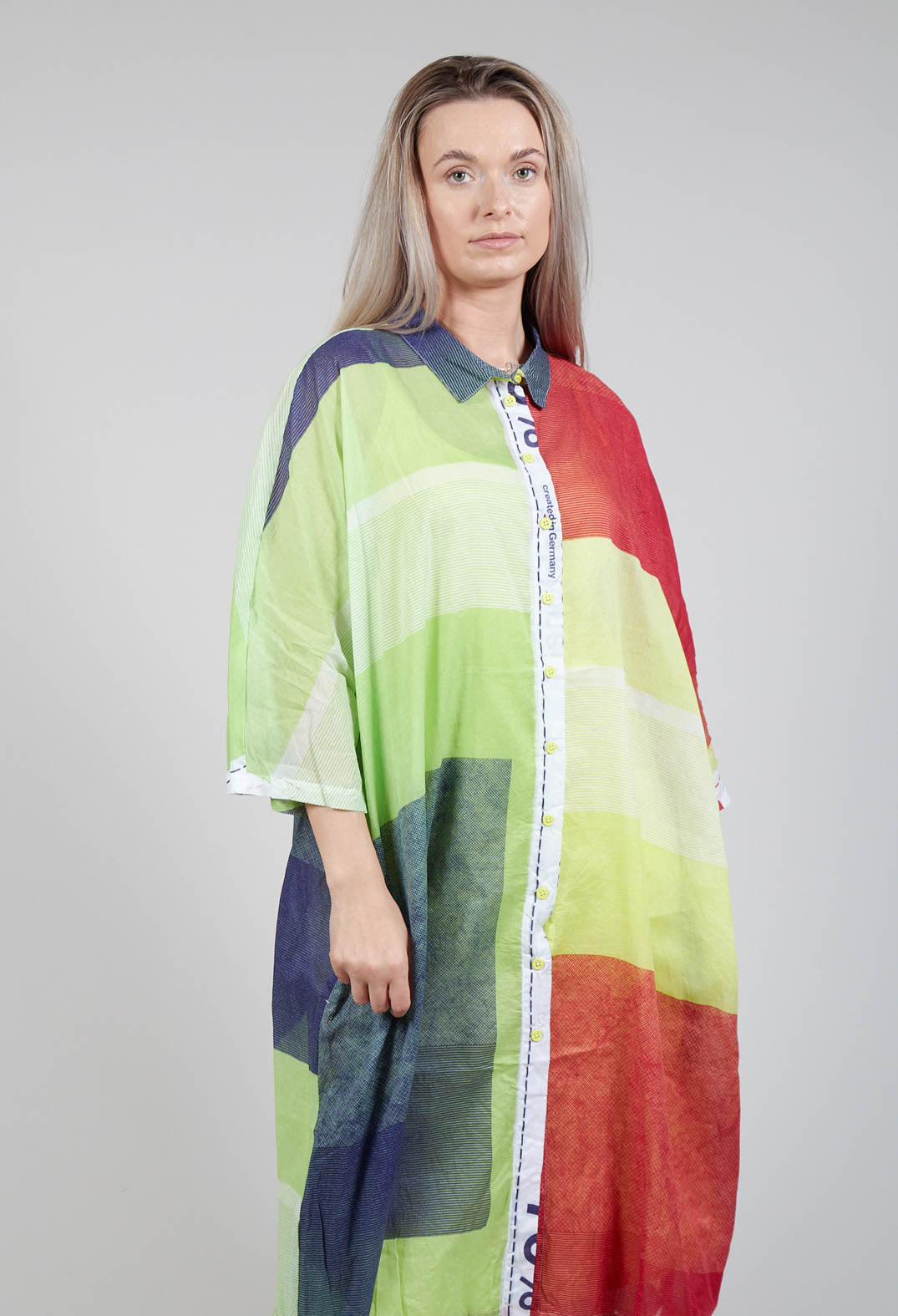Midi Cotton Shirt Dress in Multicolour