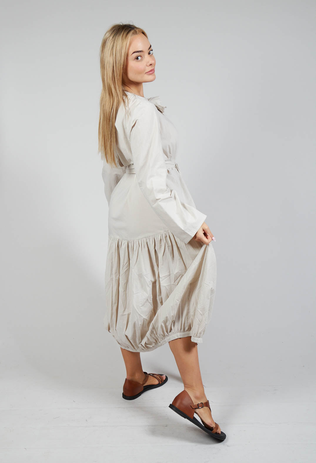 Les Filles d'Ailleurs Midi Smock Dress in Beige | Olivia May Les Filles d'Ailleurs Midi Smock Dress in Beige | Olivia May