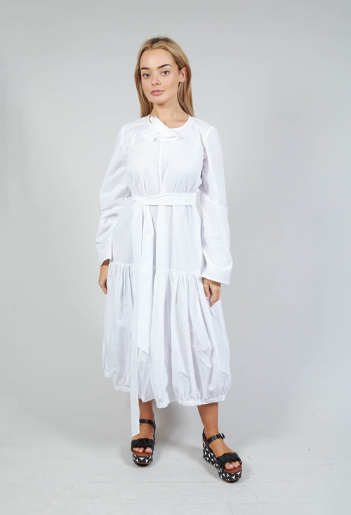 Midi Smock Dress in White
