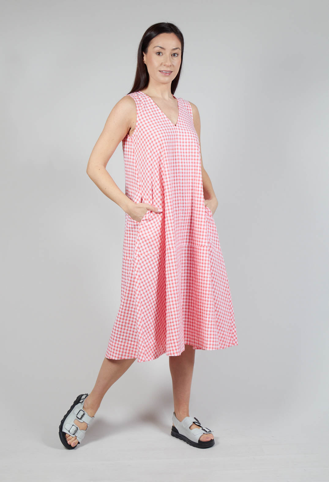 Milan Dress in Nectarine Medium Check