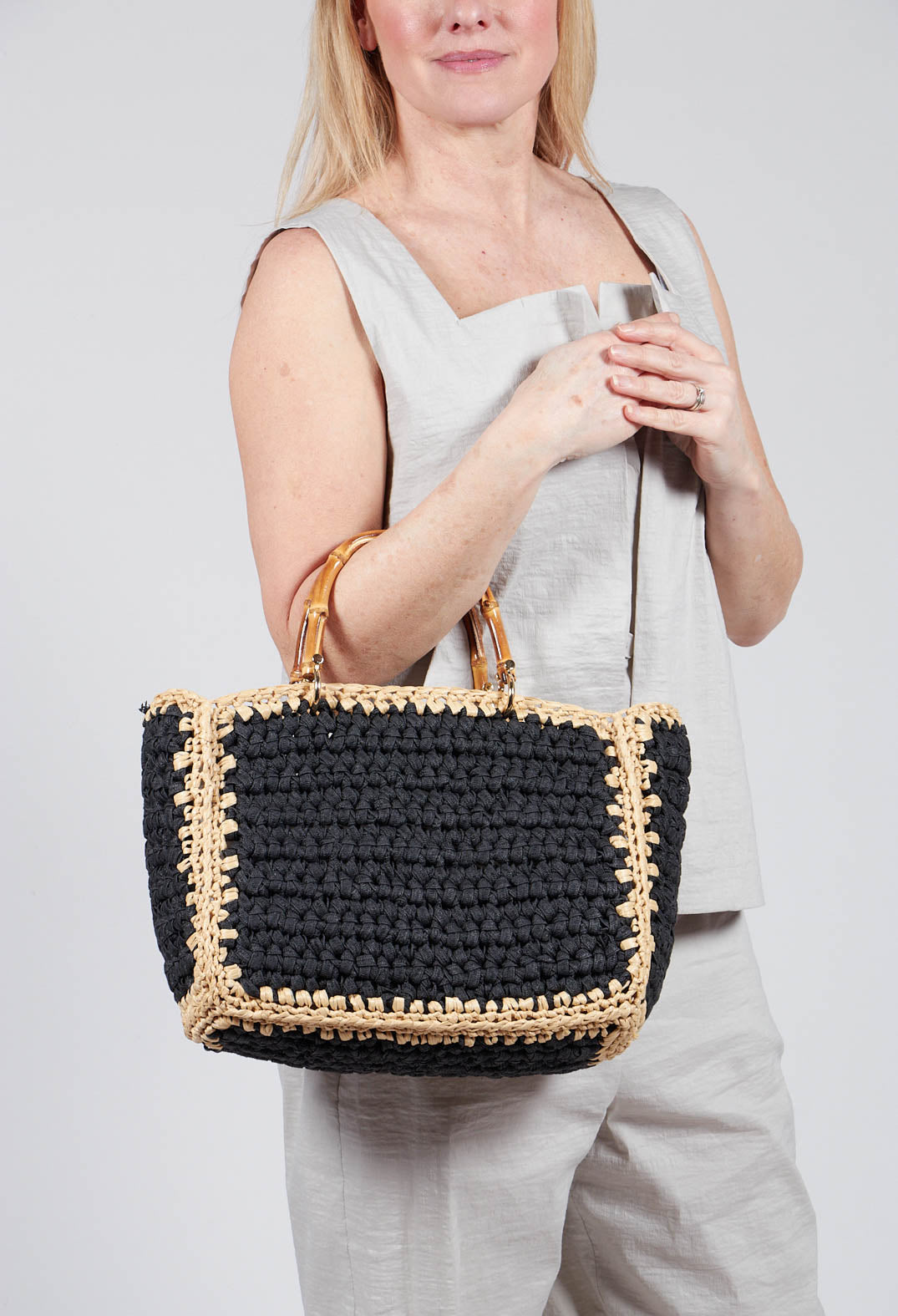 Milos Crochet Bag in Black