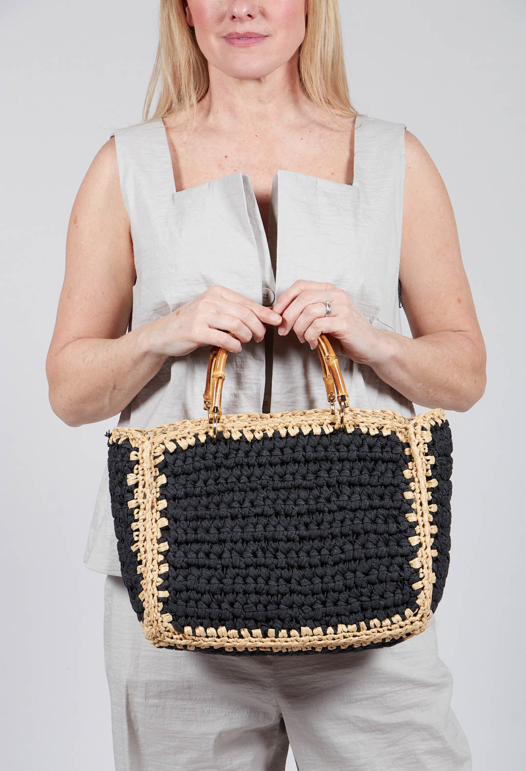 Milos Crochet Bag in Black