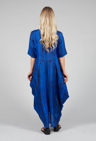 Miriam Dress Round Neck in Blue and Cobalt