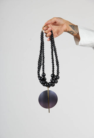 Multistrand Necklace with Metallic Purple Pendant
