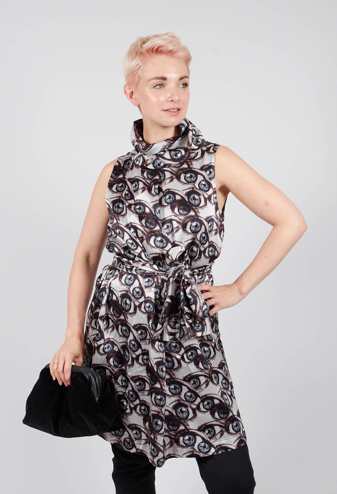 Melo Sleeveless Tunic with Cowl Neck in Multicolor