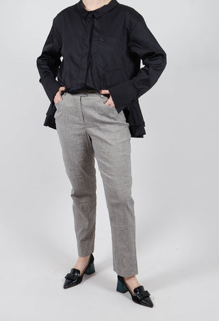 Straight Trousers with Button Front in Truffle
