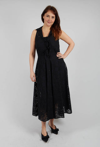 Nashi Broderie Anglaise Monogram Dress in Black