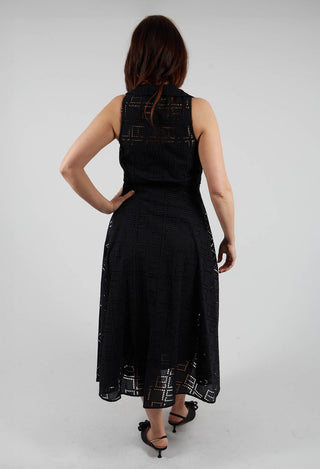 Nashi Broderie Anglaise Monogram Dress in Black