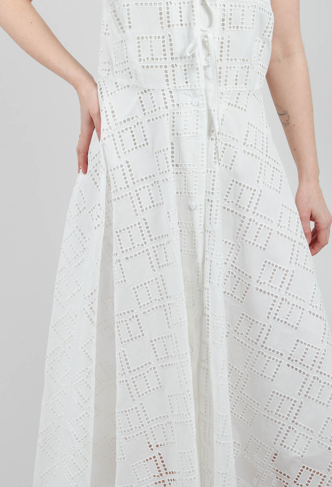 Nashi Broderie Anglaise Monogram Dress in White