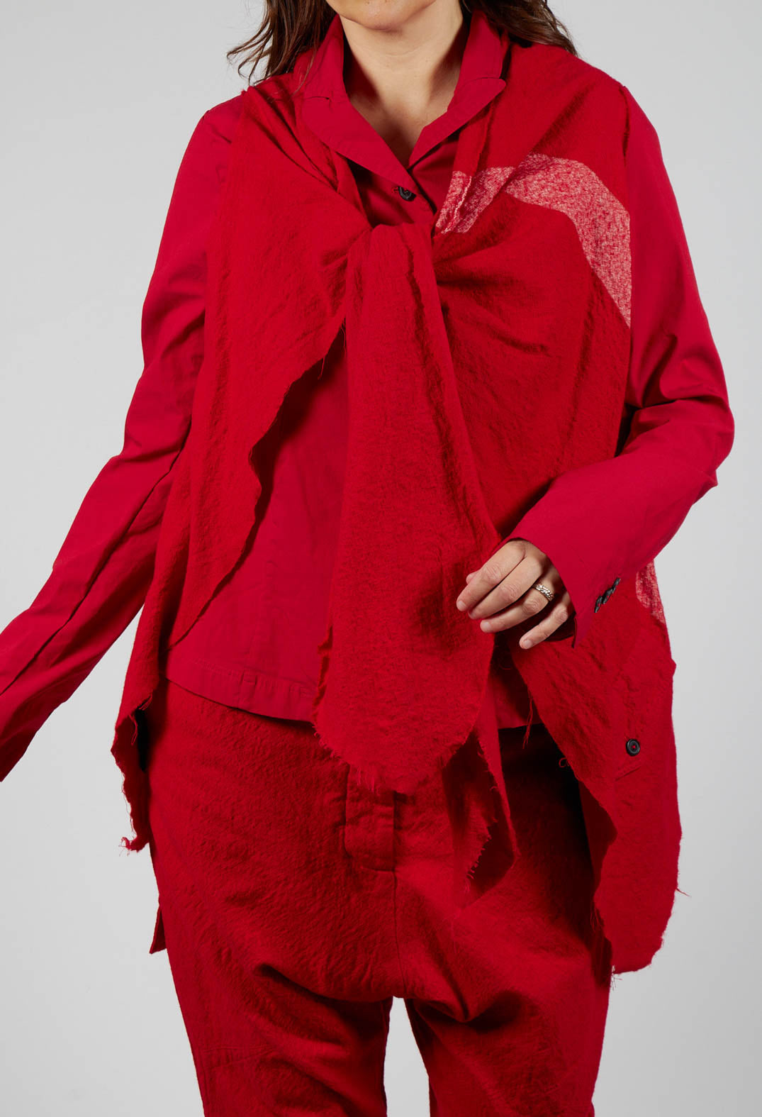 Neck Tie Contrast Stripe Jacket in Cardinal