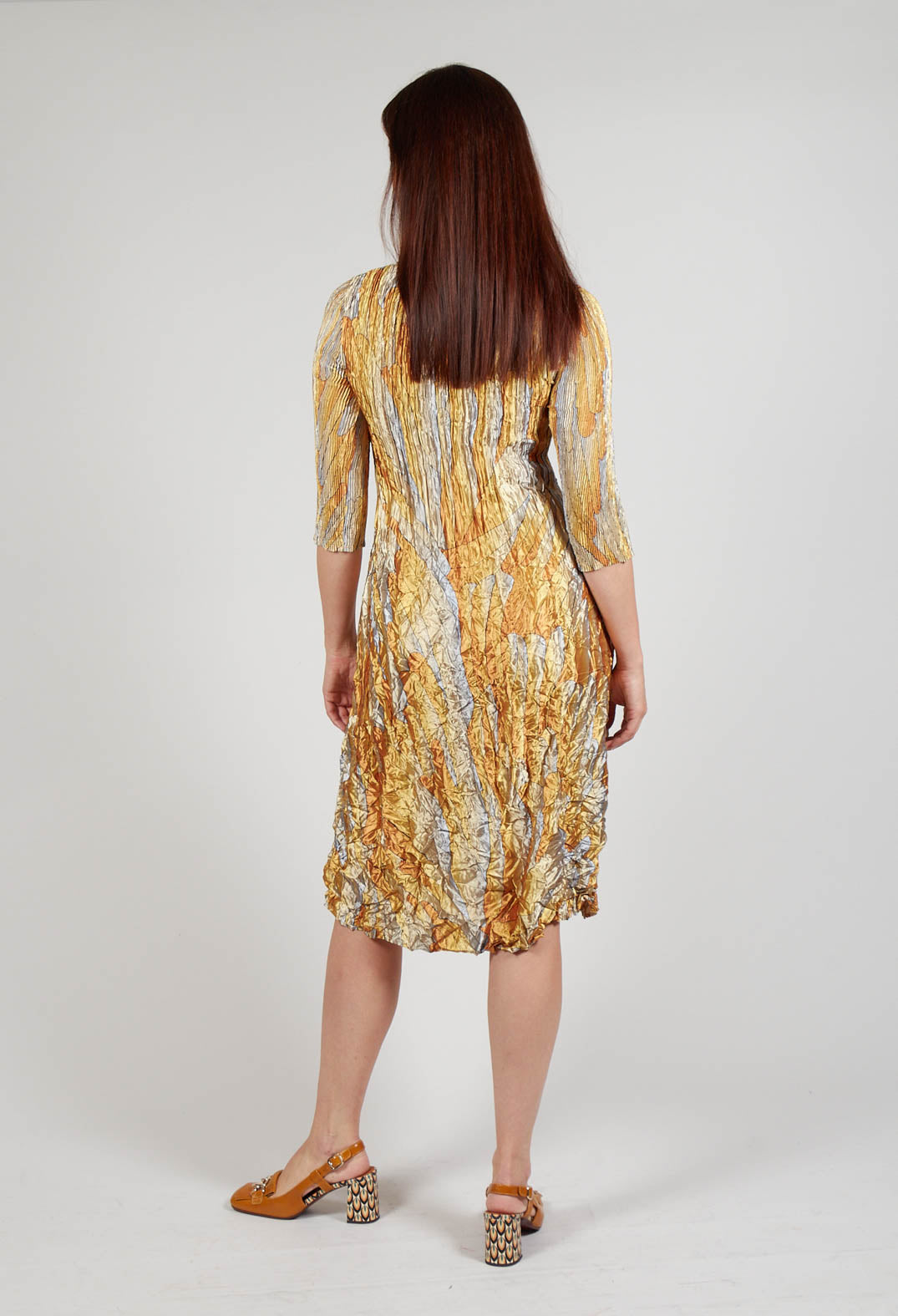Nehry Metallic Dress in Golden Feather