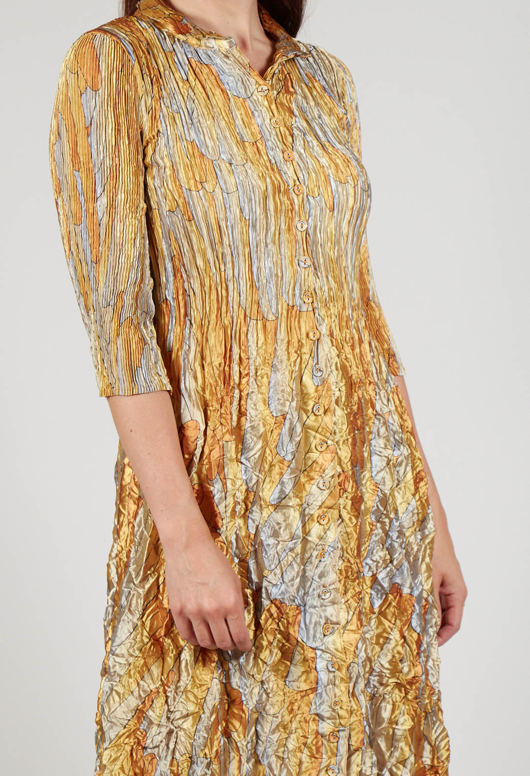 Nehry Metallic Dress in Golden Feather