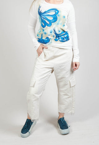 Netted Overlay Trousers in Hay Cloud