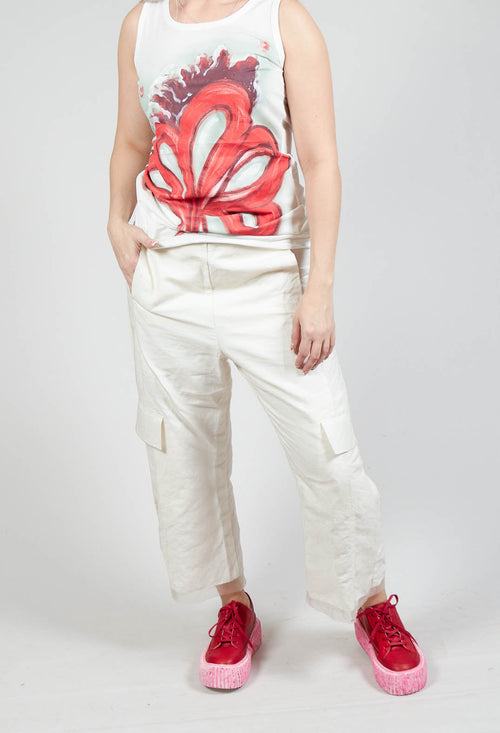 Netted Overlay Trousers in Straw Cloud