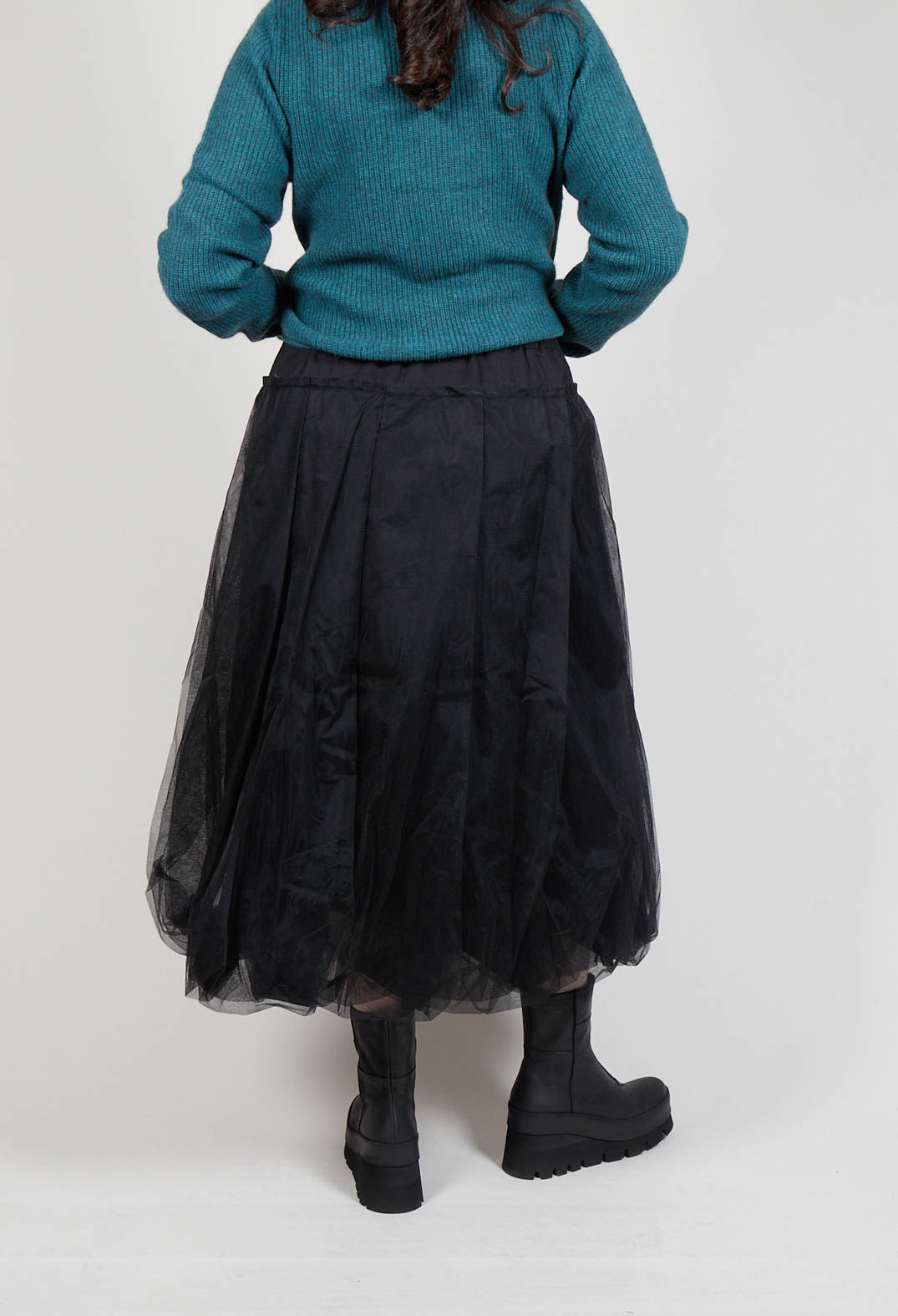 Netted Tulip Skirt in Black