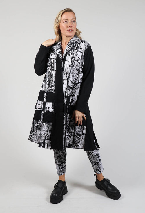 Newspaper Print Jacket in Black