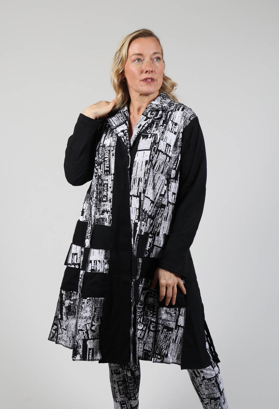 Newspaper Print Jacket in Black Olivia May