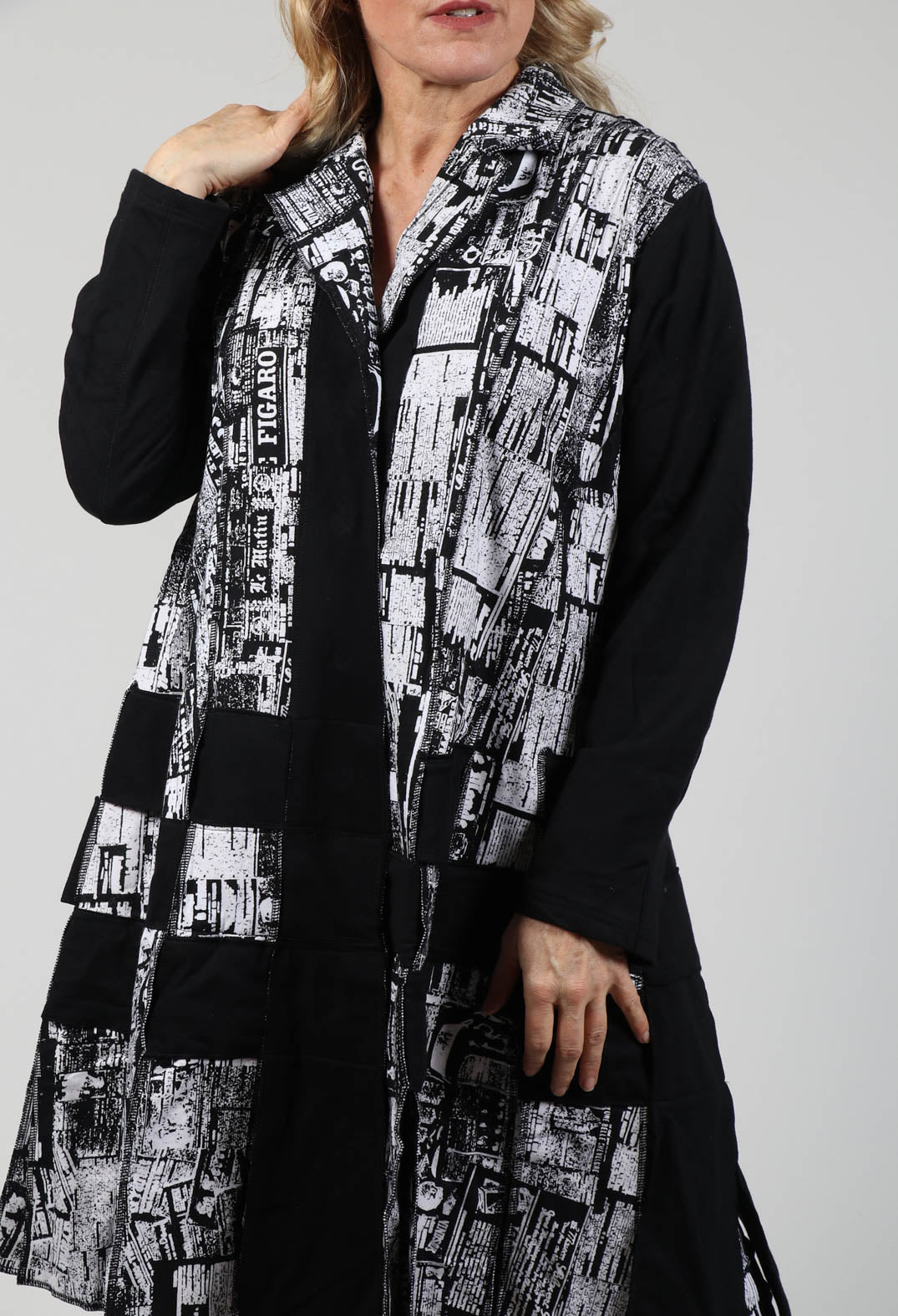 Newspaper Print Jacket in Black Olivia May