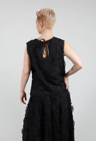 Nova Cotton Top with Embossed Flowers in Black