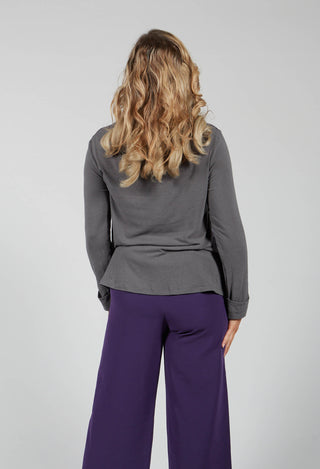 Printed Silk Contrasting Fabric Trapeze Top in Quartz