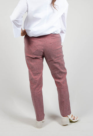 Straight Trousers with Button Front in Red