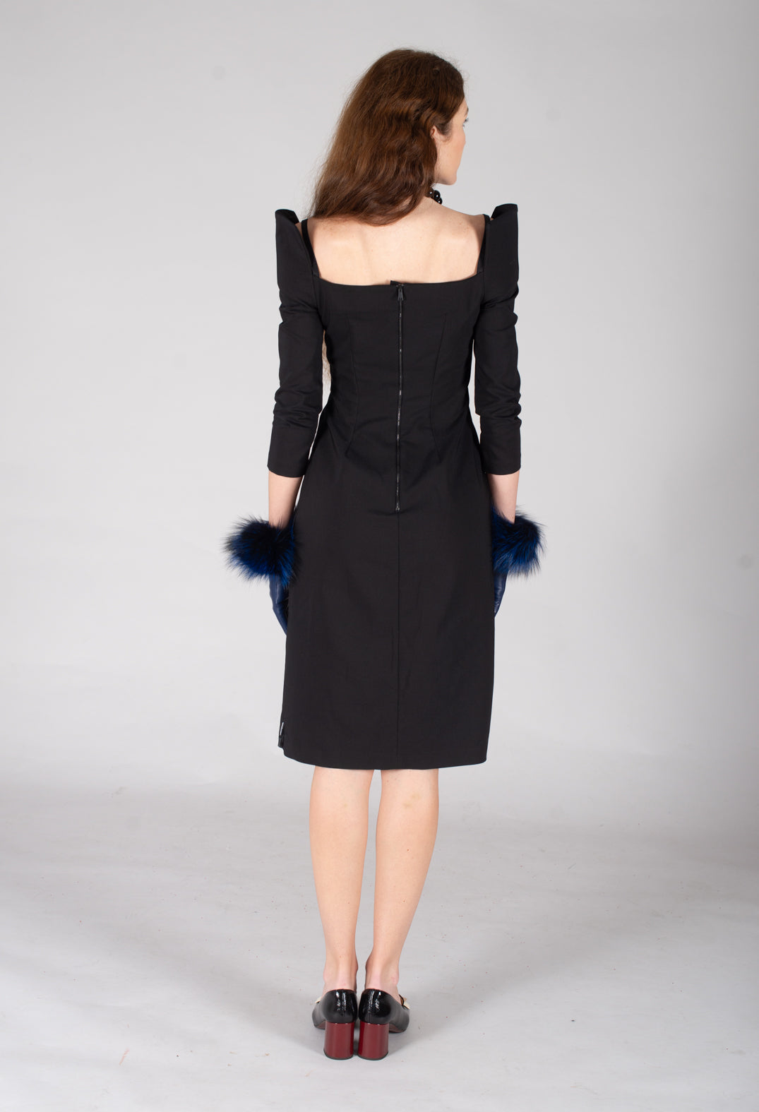 Nostra Santissima Black Strappy Dress with Shoulder Pad Detail Nostra Santissima Black Strappy Dress with Shoulder Pad Detail