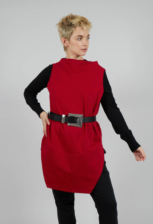 Sleeveless Top with Side Slits in Red