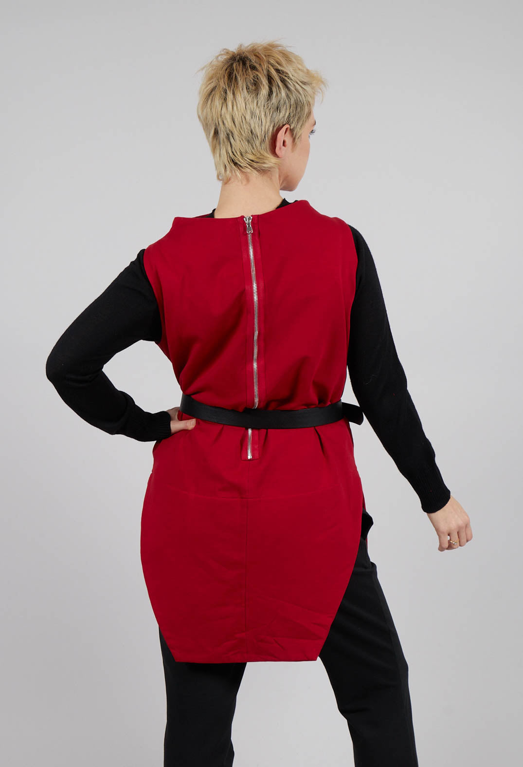 Sleeveless Top with Side Slits in Red