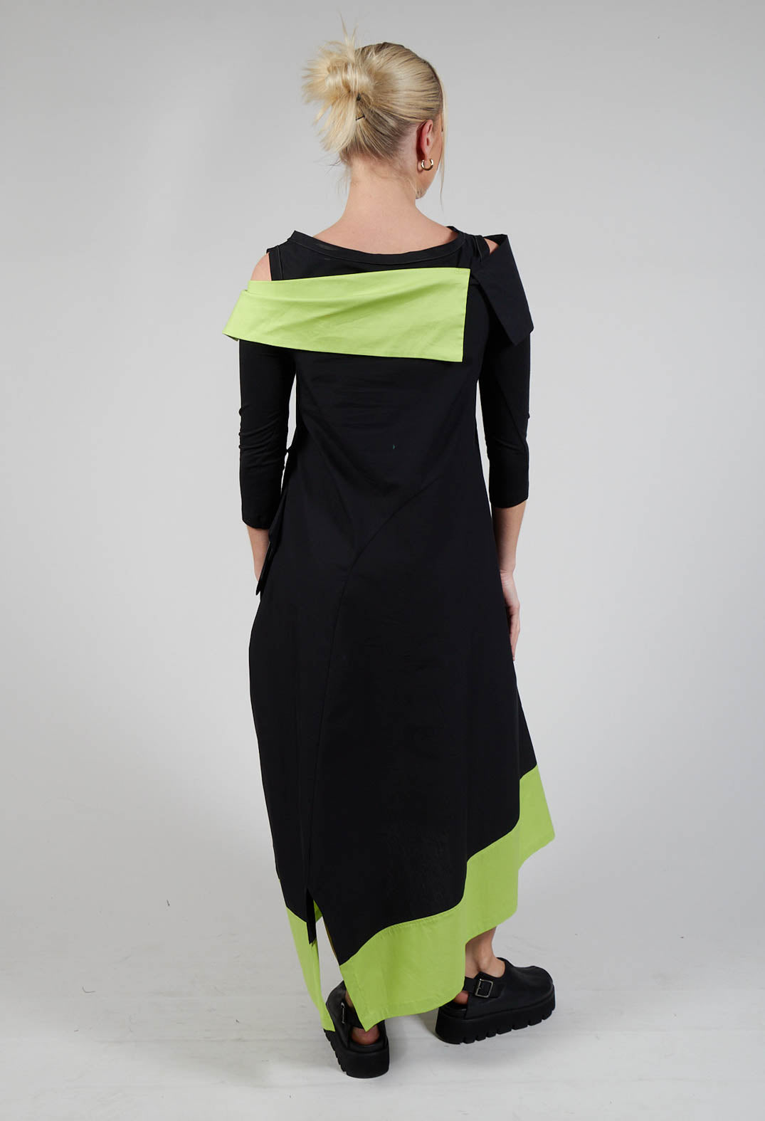 OPLI Dress in Black Light Green