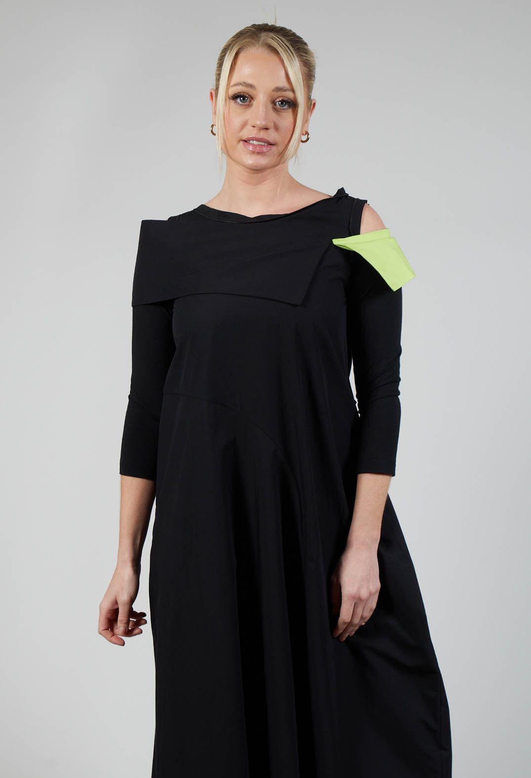 OPLI Dress in Black Light Green