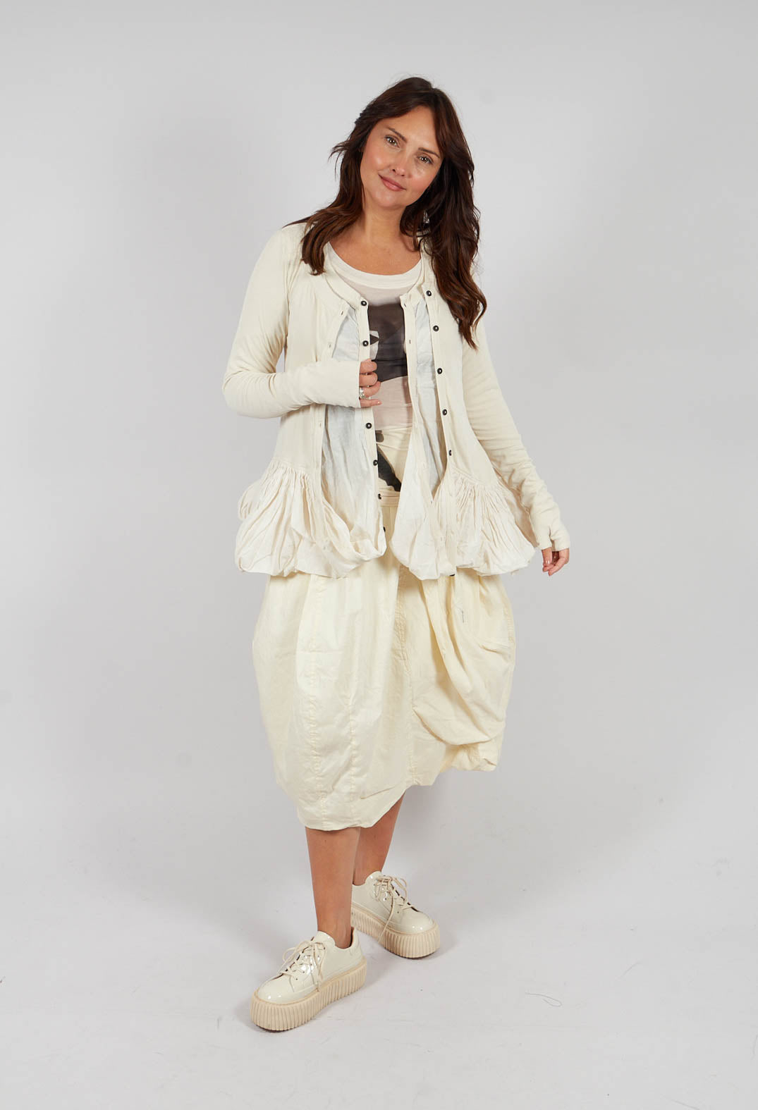 Jersey Jacket with Peplum Hem in Bone - 1181111