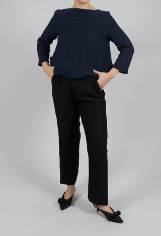 Straight Leg Trousers with Elasticated Back in Black