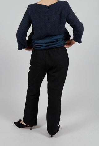 Straight Leg Trousers with Elasticated Back in Black