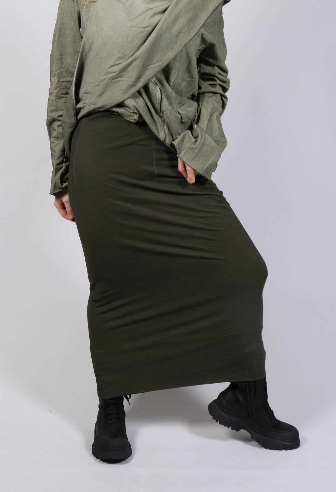 Ombre Midi Skirt in Khaki Cloud