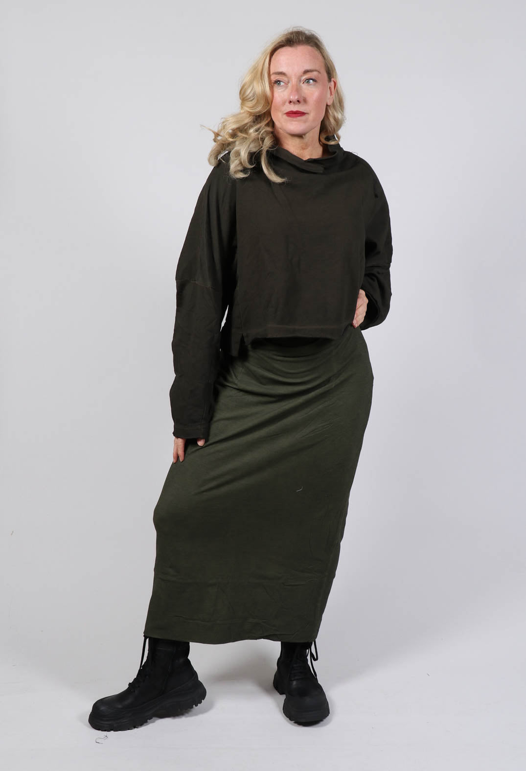 Ombre Midi Skirt in Olive Cloud