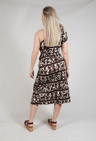 One-Shoulder Fitted Dress in Avorio and Cacao