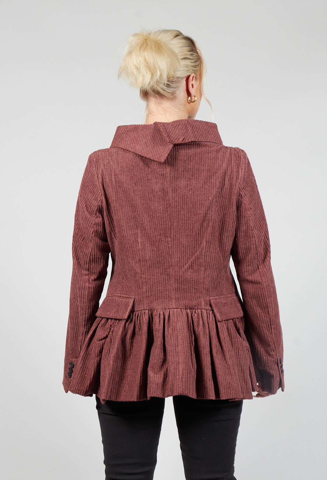 Open Peplum Jacket in Rust